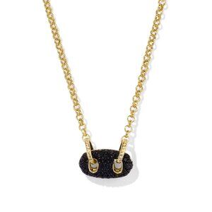 NEW Gift Kendra Scott Bailey Gold Pave Short Pendant Necklace in Black Crystal